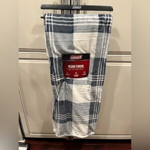 Coleman Blue and White Plush Throw Blanket